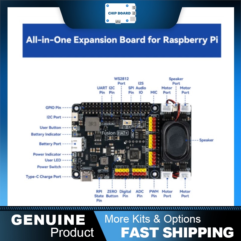 Raspberry Pi Zero - SunFounder Fusion HAT+: Motorlar, Servolar, Pil